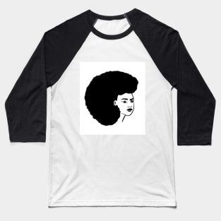 Black woman face illustration in black and white Baseball T-Shirt